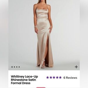 NWT Windsor Whitney lace up gold rhinesone floor length dress